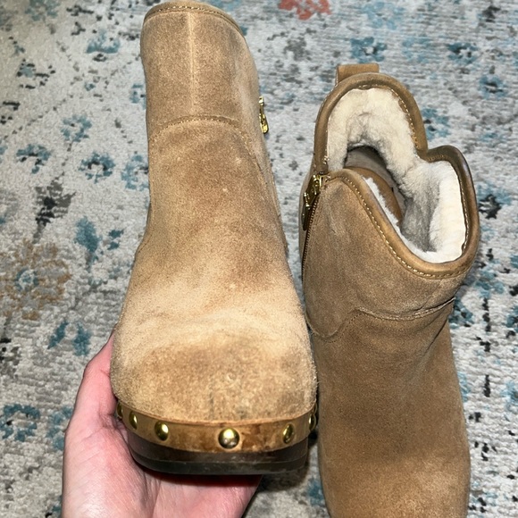 UGG Cam Il Chestnut Fur Lined Suede Ankle Boot Size 7 - Picture 9 of 16